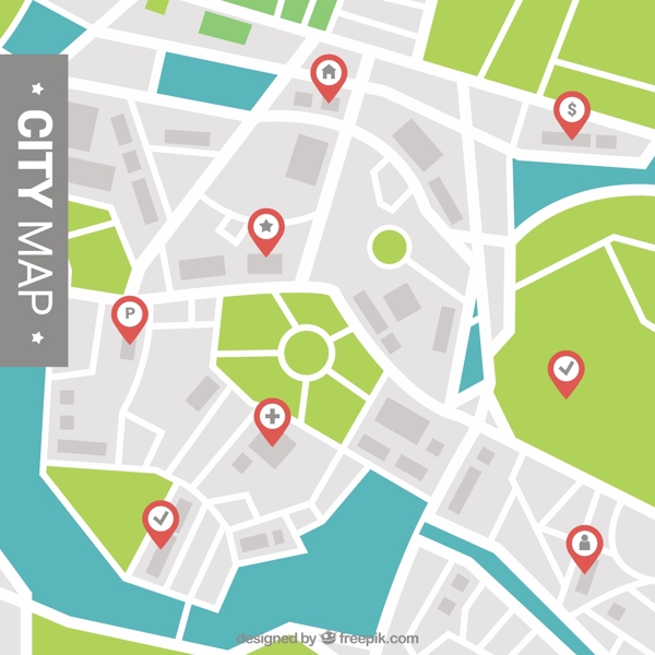 城市地图插图背景矢量素材