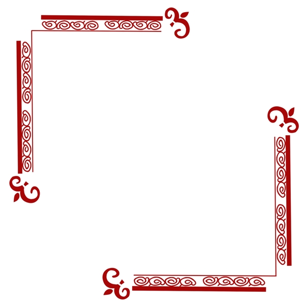 中国风传统花纹边框红色简约