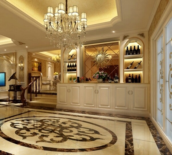 奢华大气欧式风格餐厅酒柜效果图设计