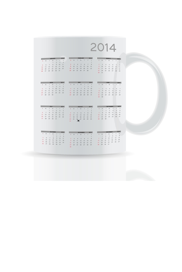 马克杯创意2014日历设计