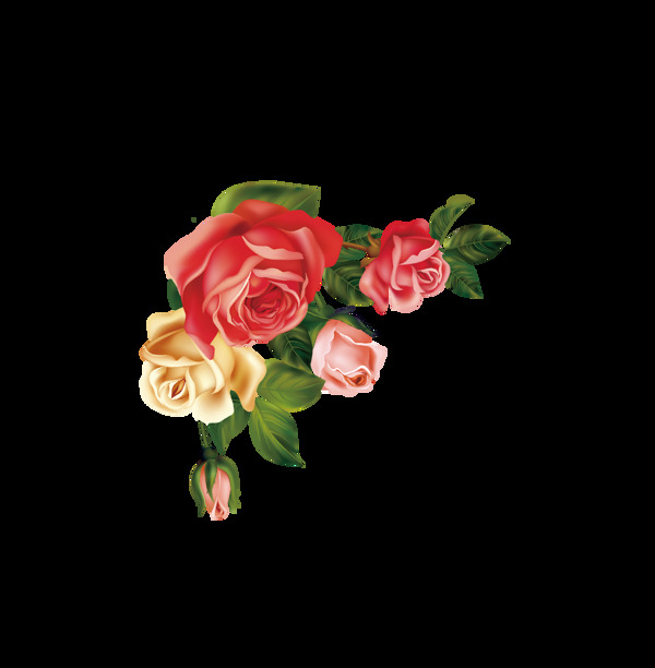 手绘卡通时尚玫瑰花装饰素材