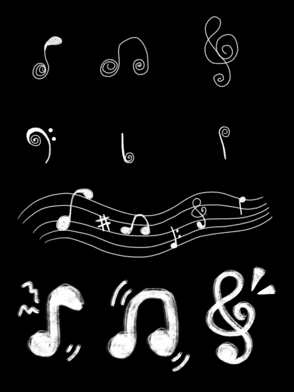 音乐节音符粉笔黑板画素材元素
