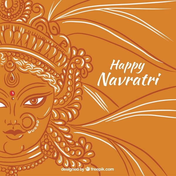 快乐Navratri背景杜迦的脸