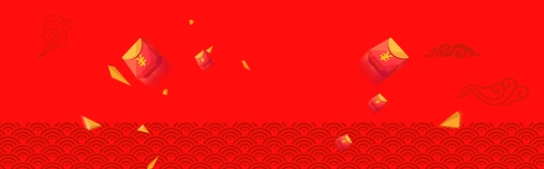 红包卡通新年中国风红anner背景
