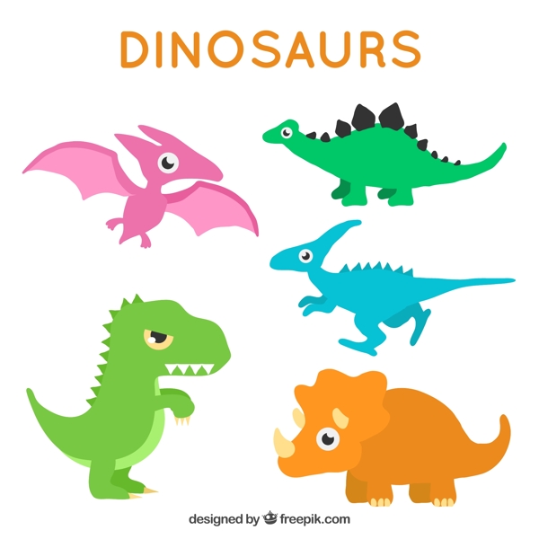 彩色恐龙设计矢量