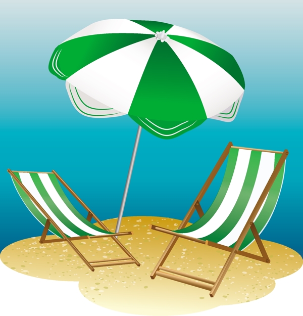 沙滩椅和阳伞