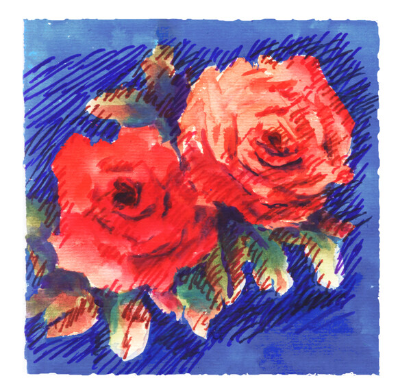 原创手绘红玫瑰图片