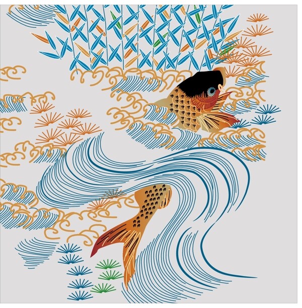 日本传统动物图案矢量素材图片