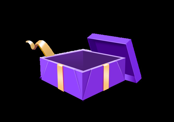 卡通紫色礼物盒png元素