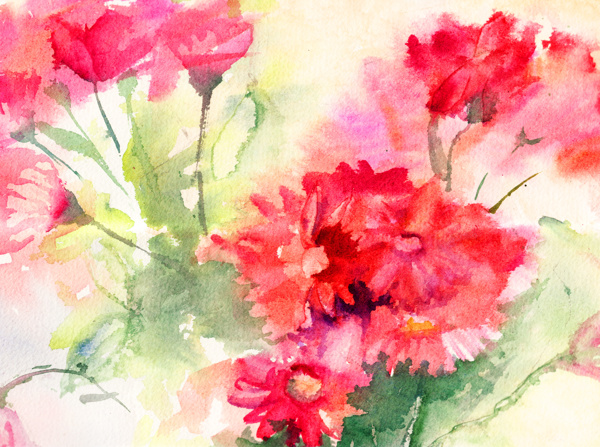 手绘水彩花卉花朵花束图片