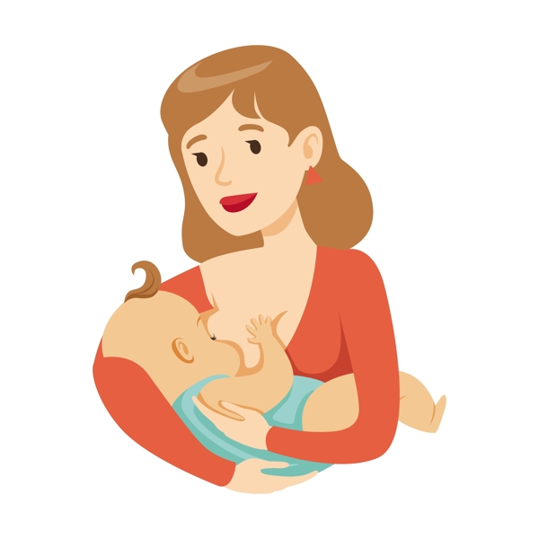 女性慕青母乳喂养婴儿