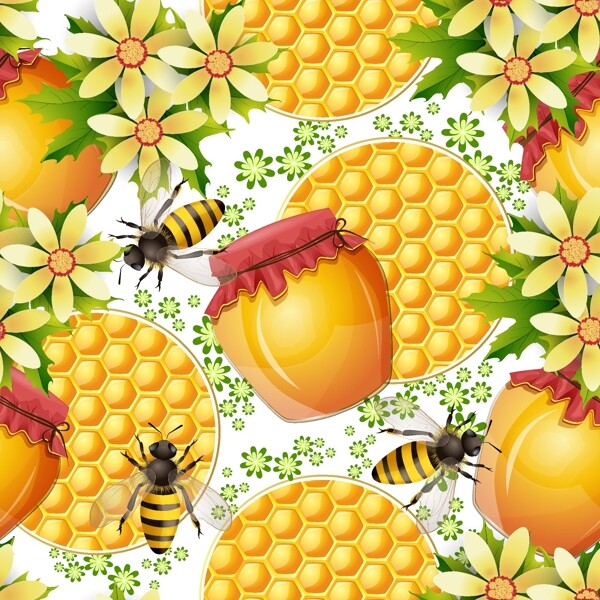 蜜蜂的蜂巢蜂蜜产品设计矢量素材04