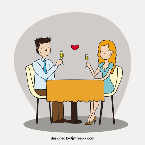 浪漫情侣共进晚餐