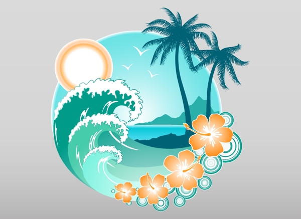 热带海岛度假的logo图形矢量