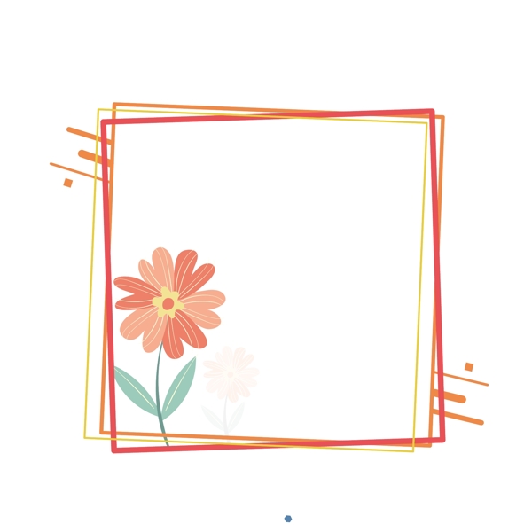 矢量卡通方形橙色花卉边框
