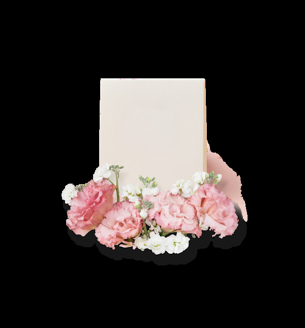 粉色卡片唯美花朵装饰素材