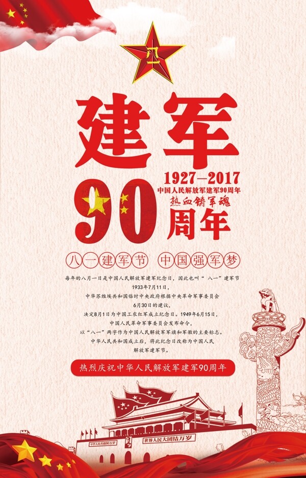 建军90周年海报