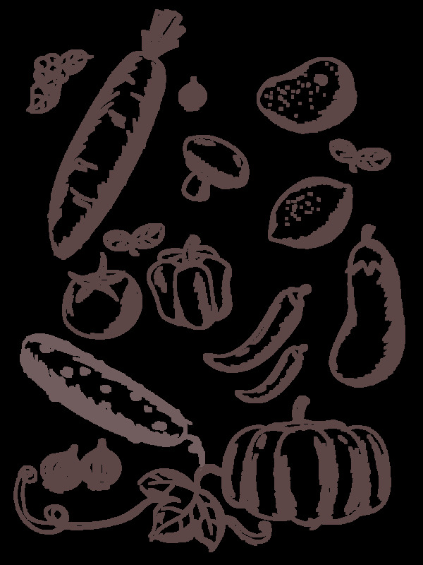 手绘简约素描线条蔬菜水果可商用矢量元素