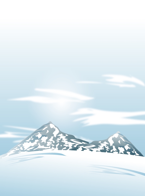 矢量卡通文艺冬季雪山背景素材