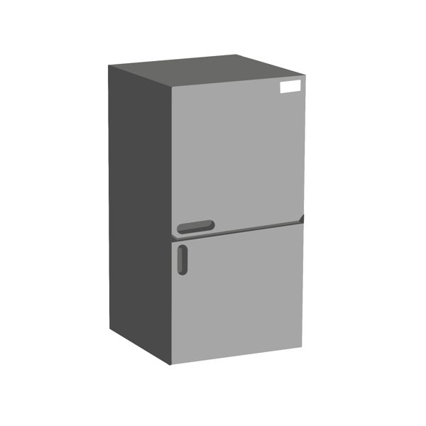 一台灰色小冰箱插画