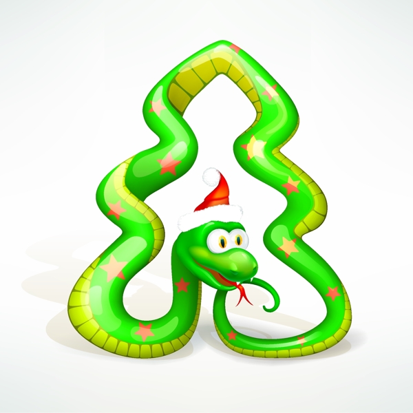 蛇形圣诞树矢量卡通