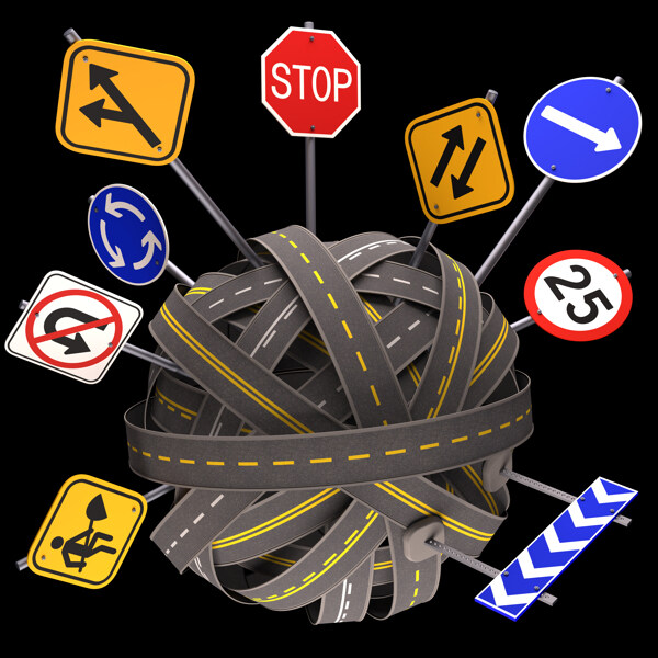 交通指示牌与公路