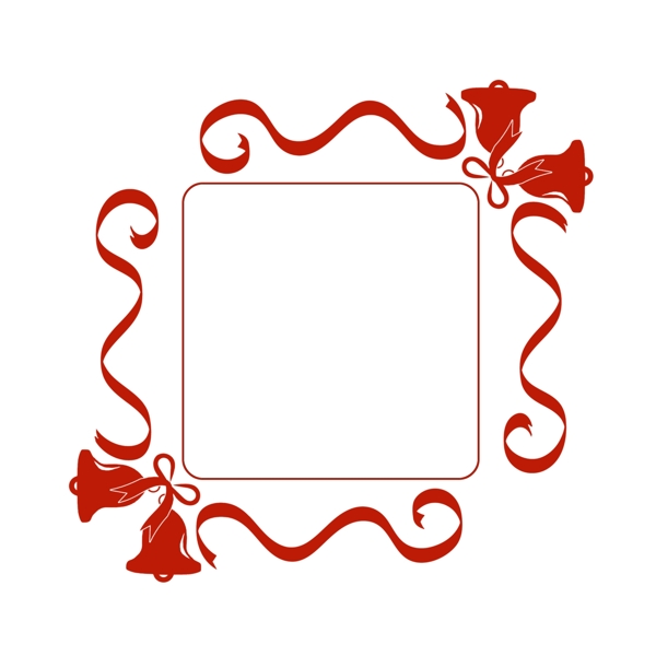 节日氛围红色蝴蝶结铃铛二维码边框