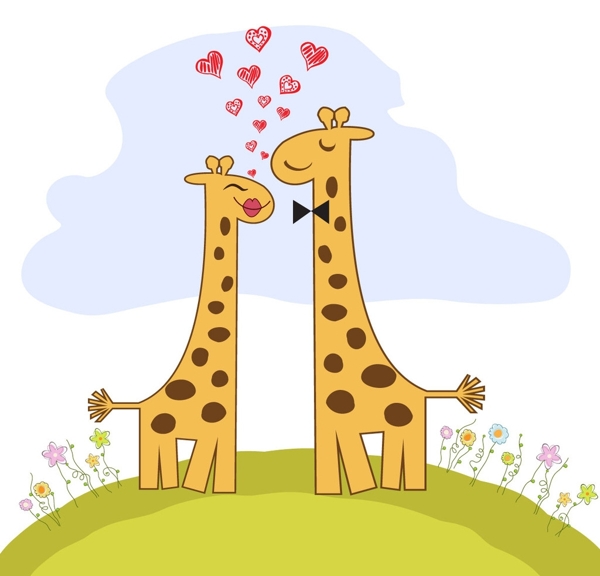 搞笑长颈鹿夫妇在爱情人节