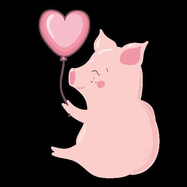 2019猪年手绘卡通粉色小猪原创可商用元素
