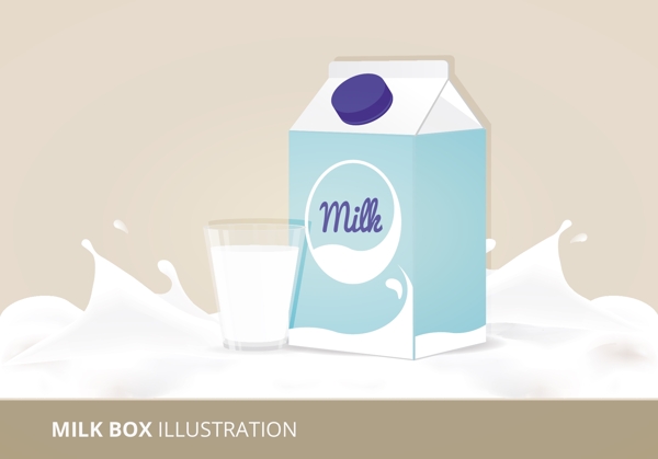 手绘矢量牛奶插画