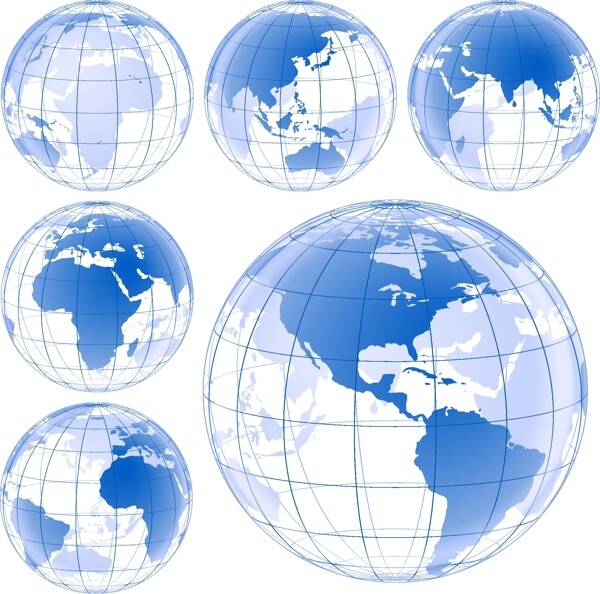 蓝色立体地球矢量素材图片