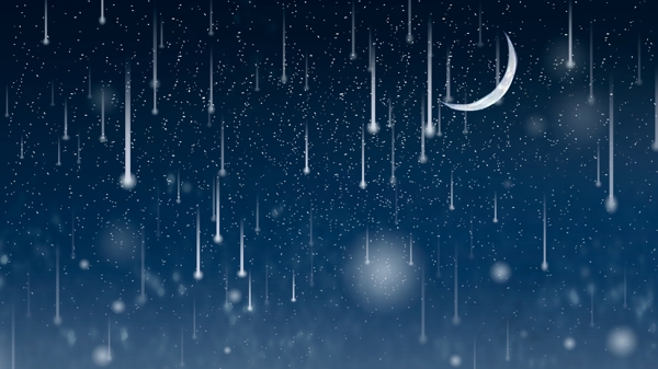 夜空下雨卡通插画背景设计