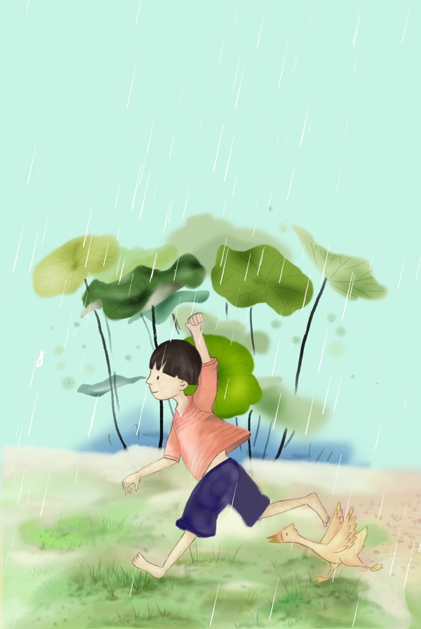 雨水节气海报背景