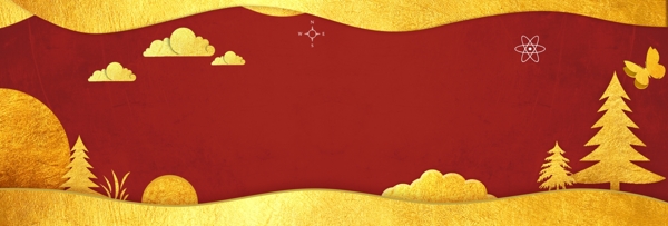 红金新年复古传统banner背景