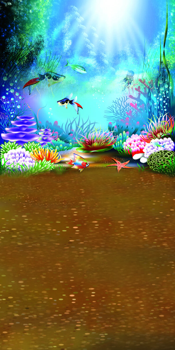 海底游鱼与珊瑚等影楼摄影背景图片