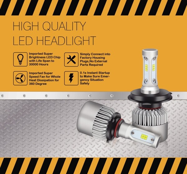 工业风格高品质LED车灯淘宝主图海报