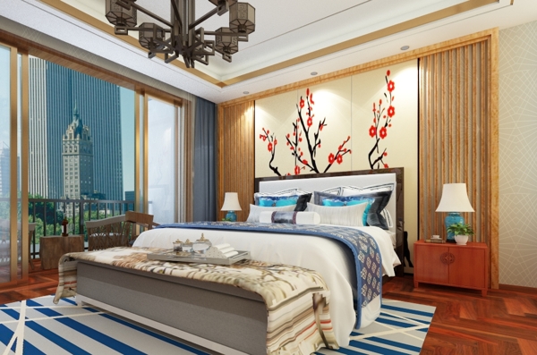 中式风格卧室室内装饰装修效果图
