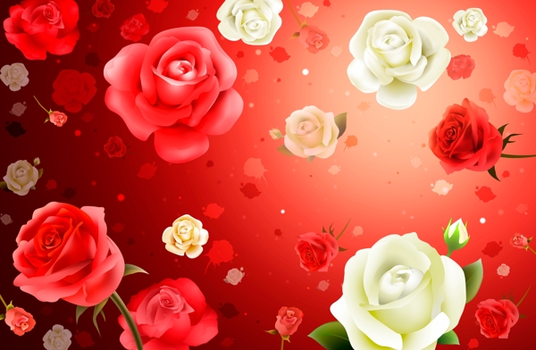 爱心花朵玫瑰花树叶色带色彩PSD分层素材源文件韩国花纹图库
