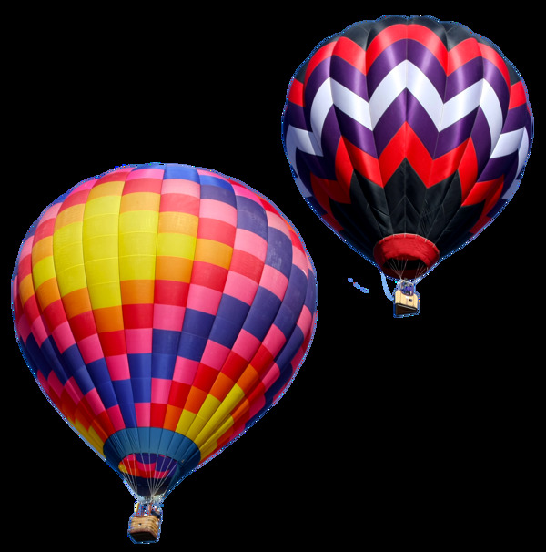 色彩鲜艳图形热气球png透明素材
