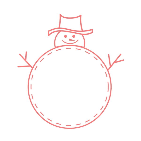 原创卡通可爱线条圣诞节雪人边框对话框元素
