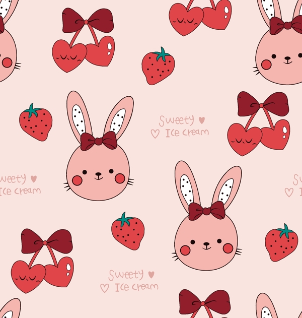 卡通兔子草莓图片