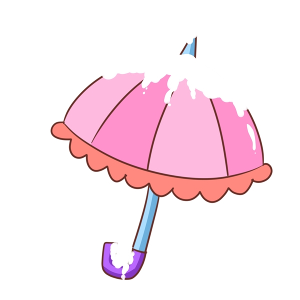 粉色的积雪雨伞插画