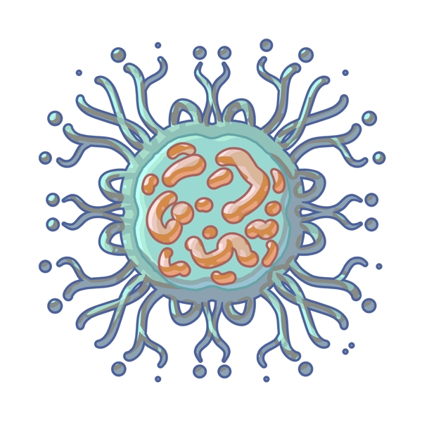 蓝色网状细菌插画