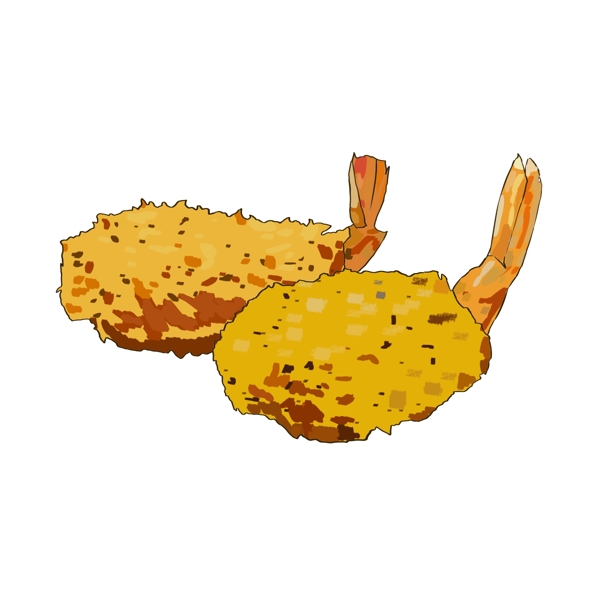 卡通黄色油炸虾插图