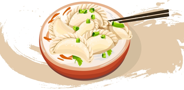卡通手绘矢量美味水饺