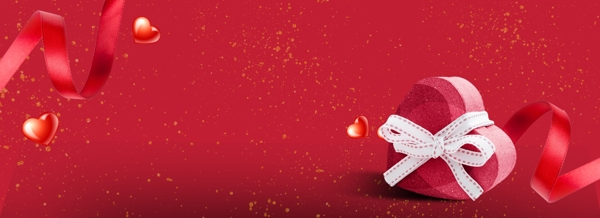 爱心礼盒红色丝绸感恩节通用背景