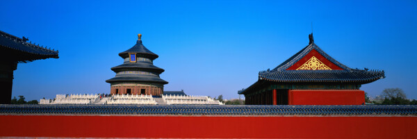 北京园林建筑天坛周边明清建筑蓝天红墙宫殿