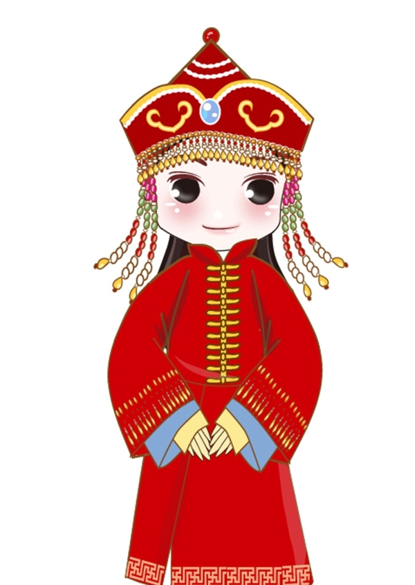 Q版卡通古装人物蒙古族人物