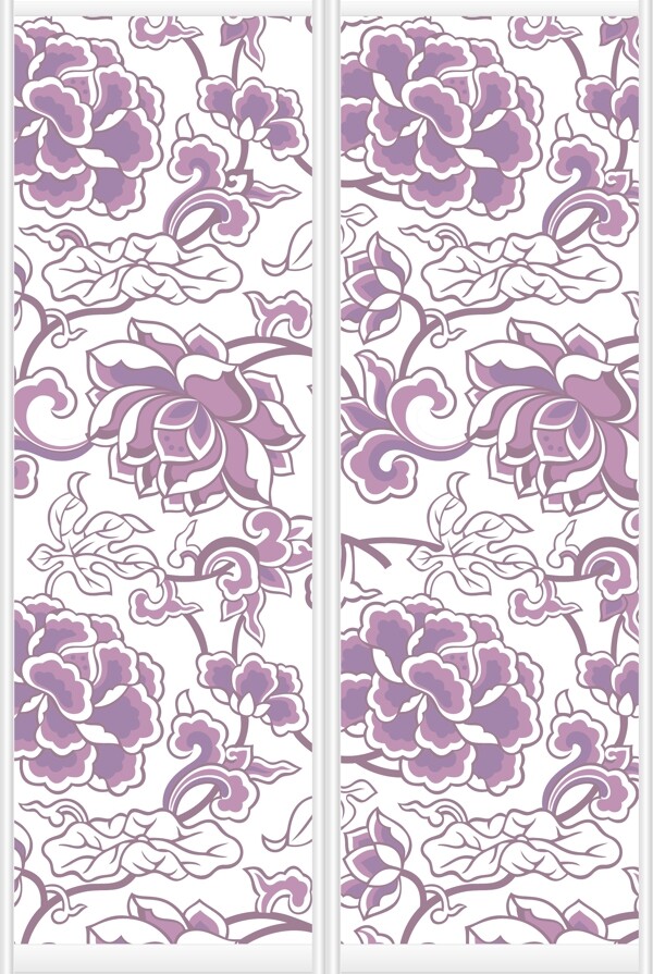 紫色牡丹花纹紫色花纹淡紫平铺移门典雅底纹边框底纹背景