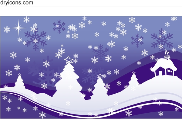 矢量缤纷雪地圣诞树素材